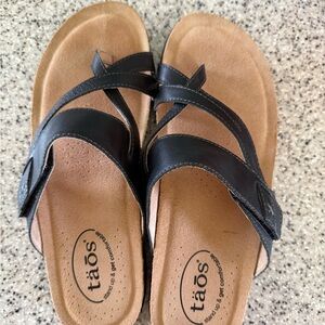 Taos Black Leather Sandals